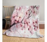 CDXNORA Coperta Morbida in Flanella Sognante Acquerello, Coperta con Stampa Rami D'Albero Fiori Di Ciliegio Leggera e Calda, Rosa Copertas per Letto Divano Casa Viaggi e Tempo Libero 180x200 cm