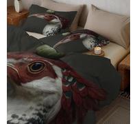 CDXNORA Piumone Stampa Uccelli Fichi, Trapunta 140x200 cm Imbottitura 200Gsm In Microfibra 4 Stagioni Nero Piumone, Trapunte Realistico Animali Anallergica Lavabile Con 1 Federe 50X75 cm