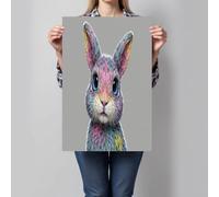 CDXNORA Quadro Su Tela Carino Coniglietto Verticale, Acquerello Fumetto Camera da letto Quadri soggiorno Parete Stampa su tela Canvas Decorazione Murale muro Arredo Salone 80x120 cm