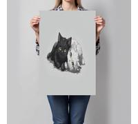 CDXNORA Quadro Su Tela Carino Gattino Verticale, Fumetto Disegno Camera da letto Quadri soggiorno Parete Stampa su tela Canvas Decorazione Murale muro Arredo Salone 30x40 cm