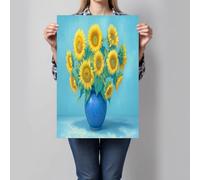 CDXNORA Quadro Su Tela Girasole Vaso Verticale, Impressionismo Pittura A Olio Camera da letto Quadri soggiorno Parete Stampa su tela Canvas Decorazione Murale muro Arredo Salone 50x70 cm