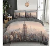 CDXNORA Set Copripiumino Marrone 240x260 cm - copripiumino Edifici Paesaggio Urbano 3 pezzi Microfibra Morbido, Set Biancheria da letto Realismo Architettura Reversibile con 2 Federe 50x75cm