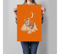 CDXNORA Stampe su Canvas, Tigre Nuvola Quadro su Tela Fumetto Soggiorno Wall Art Murale, para Sala Cucina Arredo Decorazione Regalo di Anniversario Natale 30x40 cm