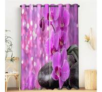 CDXNORA Tende per Camera da Letto - Tende Floreale Motivo, Tende Orchidea viola di pietra con Occhielli, Tende Finestra Interni per Casa Soggiorno e Salotto 140L X 245H cm (2 Pannelli)