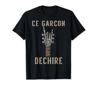 Ce Garcon Dechire Squelette Gothique Rocker Chitarra Musica Maglietta