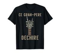 Ce Gran-Pere Dechire Squelette Gothique Rocker Chitarra Maglietta