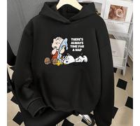 C'è sempre tempo per un pisolino Charlie Brown Snoopy Felpa casual da donna minimalista con stampa a fumetti di Snoopy cucciolo, girocollo maglia larga, autunno L,M,S,XLTerry francese