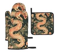 C'è un drago floreale nel mezzo guanti da cucina colorati resistenti al calore cuscinetti caldi, roba da panettiere, regali da cucina per amanti della cucina cuochi mamma