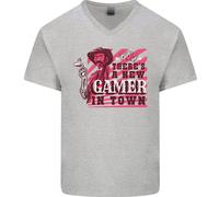 C'è Un Nuovo Giocatore In Città Maglietta In Cotone A V Collo Per Uomo