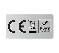 CE + WEEE + RoHS, pellicola in polietilene, 30 x 15 mm, argento (100)