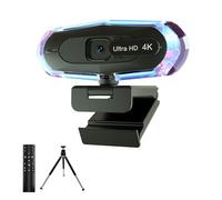 ceabulila Webcam 4K per PC, webcam 4K con telecomando e luce RGB, fotocamera streaming autofocus per PC/Mac, fotocamera per computer plug and play per zoom/Skype/YouTube/Meeting