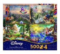 Ceaco - Multipack 4 in 1 - Thomas Kinkade - Disney Dreams Collection - Aladdin Winnie the Pooh La bella e la bestia e La sirenetta - 4 500 pezzi J