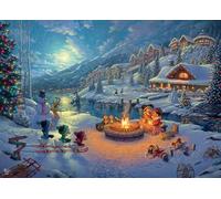 Ceaco - Thomas Kinkade - Collezione Disney Dreams - Vacanze - Mickey e Minnie Christmas Lodge - Puzzle da 1000 pezzi