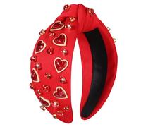 CEALXHENY Cerchietto per San Valentino da donna, con strass a forma di cuore, annodato, con cristalli rossi e rosa, accessori per capelli regalo (cuore glitterato A)