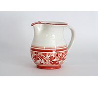 CEAR ceramiche - Brocca da Vino Natalizia da 1 Litro in Ceramica di Caltagirone, Realizzata e Decorata a Mano con Motivi e Colori Festivi. Raffinata e Ornamentale