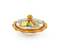 CEAR ceramiche - Portadolci, biscottiera, porta cioccolatini, portagioie in ceramica siciliana di Caltagirone interamente realizzato e decorato a mano. Ø cm 17.