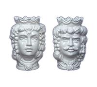 CEAR ceramiche - Teste di moro siciliane bianche con frutta H cm 14 in ceramica di Caltagirone