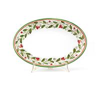 CEAR ceramiche - Vassoio ovale in ceramica siciliana di Caltagirone con decoro natalizio