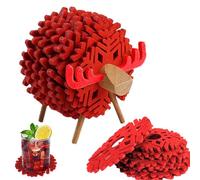 CEASELESLY Coaster Natalizi,Sottobicchieri Fiocco di Neve,Sottobicchieri di Natale in Feltro,con Rastrelliera per Alce in Legno Vintage,per caffè Il Freddo Bevande Calde