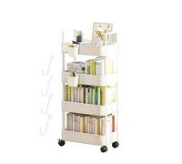 ceasnitis Scaffale per Libri Mobile con Ruote, Organizer per Carrello per scaffale Mobile a 3/4 Livelli, Carrello per Libri Mobile con rotelle per Biblioteca, casa, Lavanderia