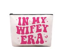 CEASQVAA Borsa per il trucco per la sposa, regalo di fidanzamento per lei, regalo per la futura sposa, regalo per addio al nubilato per la sposa, in My Wifey Era Makeup Cosmetic Zipper Bag Pouch,