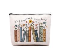 CEASQVAA - Borsa per il trucco, regali per amanti dei libri, trousse da toeletta per donne, idee regalo di compleanno e Natale per lettori letterari