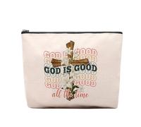 CEASQVAA Trousse per trucchi da donna, regalo di compleanno, regalo per colleghi e amici, Dio è buono tutto il tempo