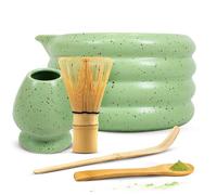 Cebador Set per la Cerimonia del Tè Matcha Giapponese Midori - Ciotola con Beccuccio, Porta Frusta e Accessori in Bambù