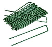 Ceboic 20 Pezzi Picchetti Telo Pacciamatura, Verde Picchetti Giardino Zincato Antiruggine a Forma di U, Picchetti Tenda Acciaio Picchetti Rete Giardino per Fissaggio Recinzione Reti Erba Sintetica