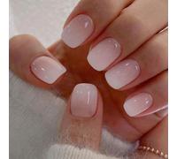 Ceboic 24 Pezzi Press on Nails Rosa Gradiente Unghie Finte French Corte Quadrate Acrilico Copertura Completa Unghie Finte Adesive per Donna Ragazze Nail Art Decorazioni Ballerina Fake Nails