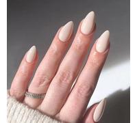Ceboic 24 Pezzi Unghie Finte Medie Mandorla, Nude French Press on Nails, Lucide Tinta Unita Acrilico Unghie Artificiali Ballerina Copertura Completa Nail Art Decorazioni per Donne e Ragazze