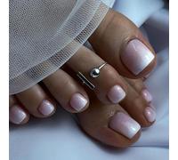 Ceboic 24 Pezzi Unghie Finte Piedi Corte Quadrate, Rosa Nude Sfumate Francese Unghie Dei Piedi, 12 Taglie Press on Nails per Piedi, Acrilico Fake Toe Nails a Copertura Totale per Donne e Ragazze