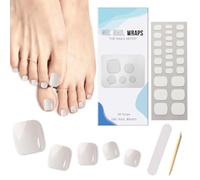 Ceboic 26 Pezzi Smalto Adesivo per Unghie Piedi Tinta Unita, Biancaneve Gel Unghie Adesivi Semi Indurito, Full Cover Toe Nail Art Sticker Decalcomanie Autoadesive per Donne Ragazze Unghie Arte DIY