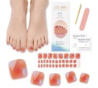 Ceboic 32 Pezzi Smalto Adesivo per Unghie, Adesivi per Unghie in Gel dei Piedi Semi Indurito, Adesivi Unghie Autoadesivi Nail Art Strisce per Donne Ragazze - Arancia
