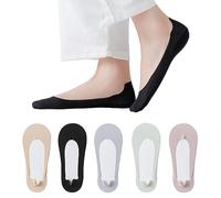 Ceboic 5 Paia Calzini Fantasmini Donna, Calze Corti Basse Salvapiede Traspiranti Antiscivolo Cotone Calzini da Barca con Gel Antiscivolo per Tacchi Alti, Scarpe da Barca, Sneaker, Mocassini