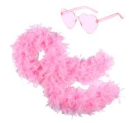 Ceboic Boa di Piume Colorate, 2M Sciarpe Piume Boa Soffice con Occhiali da Sole Senza Montatura, Accessorio Decorazione di Boa di Piume per Donna Nozze Carnevale Feste Halloween Natale Cosplay