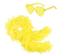 Ceboic Boa di Piume Colorate, 2M Sciarpe Piume Boa Soffice con Occhiali da Sole Senza Montatura, Accessorio Decorazione di Boa di Piume per Donna Nozze Carnevale Feste Halloween Natale Cosplay