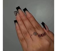 Ceboic Unghie finte quadrate lunghe, 24 unghie finte in acrilico in 12 misure, unghie adesive naturali lucide, riutilizzabili, con design elegante, per manicure fai da te per donne e ragazze, bordo