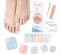 Ceboic Unghie Gel Adesive UV dei Piedi, 32 Pezzi Autoadesive Smalto Adesivo per Unghie Piedi, Lunga Durata Full Cover Unghie Piedi Adesivi Smalto per Decorazioni Nail Art - Macaron