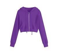 Ceboyel Felpe con cappuccio con zip per le donne felpe a maniche lunghe ritagliate giacche alla moda Y2k Crop Top vestiti per ragazze adolescenti 2023, J013-viola, Medium