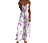 Ceboyel Vestito da Donna Floreale con Spalline Sottili, Abito Casual Estivo Lungo Maxi, Vcollo, Sexy, Stile Bohémien, Abbigliamento da Spiaggia alla Moda 2024, Nero, M