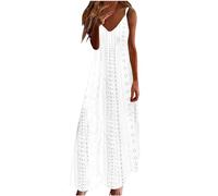 Ceboyel Vestito estivo estivo da donna con spalline sottili floreali abito lungo lungo lungo scollo a V abiti bohémien sexy abiti da spiaggia alla moda 2024, Bianco #32, L