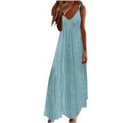 Ceboyel Vestito estivo estivo da donna con spalline sottili floreali abito lungo lungo lungo scollo a V abiti bohémien sexy abiti da spiaggia alla moda 2024, Azzurro #30, L