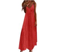Ceboyel Vestito estivo estivo da donna con spalline sottili floreali abito lungo lungo lungo scollo a V abiti bohémien sexy abiti da spiaggia alla moda 2024, Rosso #49, S