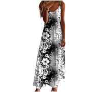 Ceboyel Vestito estivo estivo da donna con spalline sottili floreali abito lungo lungo lungo scollo a V abiti bohémien sexy abiti da spiaggia alla moda 2024, Nero #43, L