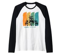 Cebu Filippine Palme Spiaggia Palawan Vacanza Ricordo Maglia con Maniche Raglan