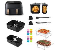 Cecanndila Set di accessori per friggitrice ad aria calda e friggitrice ad aria calda - compatibile con Philips Dual Basket 3000 serie (9L), Steam 5000 Series Dual Basket (6L/3L), NA350/550