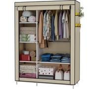 cecaro group Armadio Portatile in Tessuto, Cabina Guardaroba con 2 Ripiani e 3 Cassetti, Beige, per Soggiorno, Camera da Letto, Sala da Pranzo, Cucina, Bagno