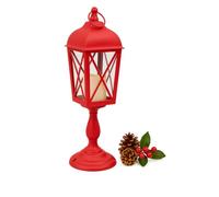 Cecaro Group - Lanterna Lampione Natalizio Rosso con Candela a Batteria - Lampada da Tavolo per la casa giardino - Decorazione