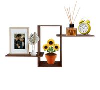 cecaro group - Mensola da Parete Rettangolare con Due Ripiani - 68x30x9 cm (Marrone)